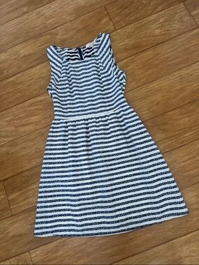 {Skies are Blue} Striped Navy and White Sleeveless Dress